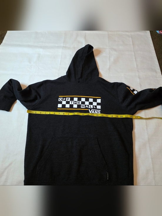 Vans Off The Wall Gray Checkerboard Sleeve Graphic Hoodie Skater Street Size XL - Picture 4 of 8